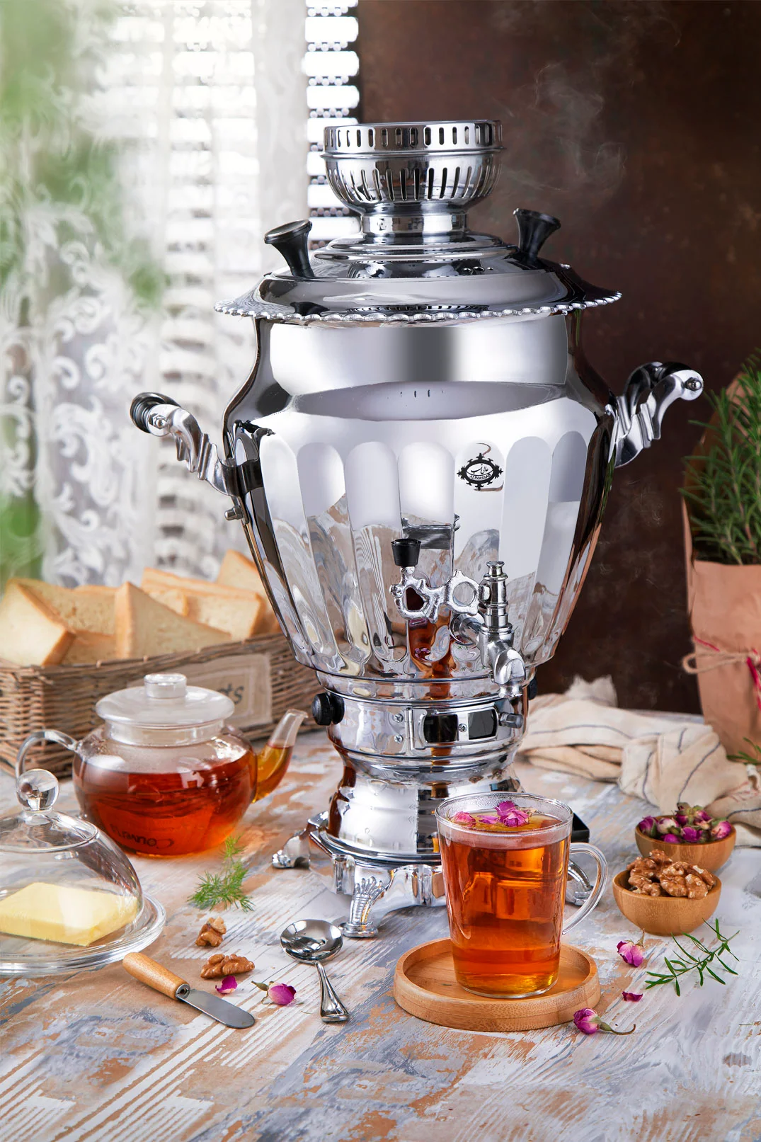 سماور گازی عالی نسب مدل نگین سیمین حجم 6 لیتر - Image 2