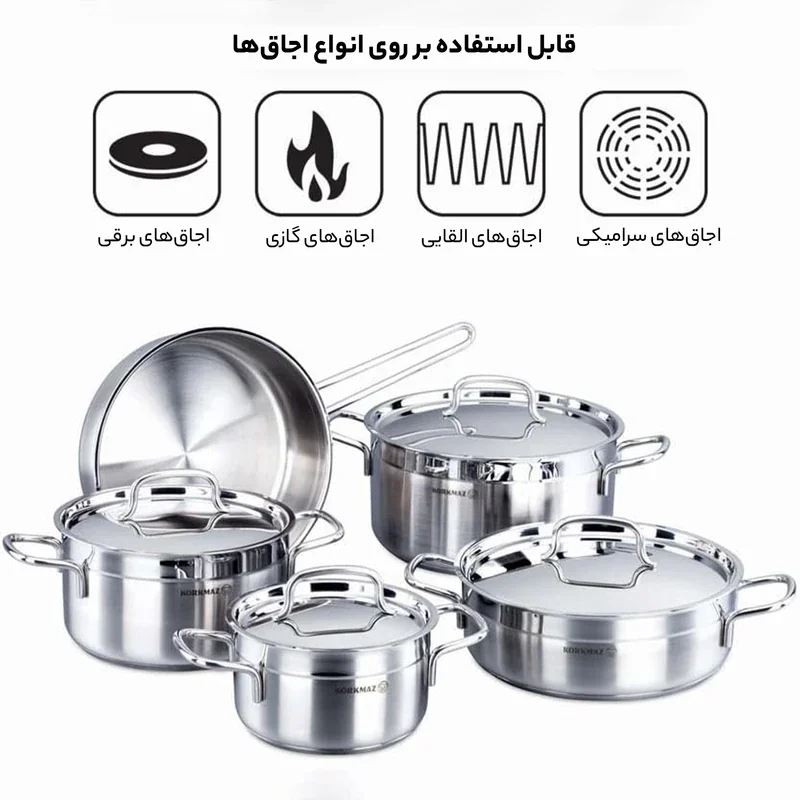 سرویس قابلمه 9 پارچه کرکماز مدل Alfa کد A1660 - تصویر 4