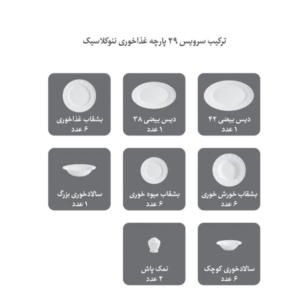 سرویس چینی 29 پارچه 6 نفره طرح فلورنتینو - Image 3