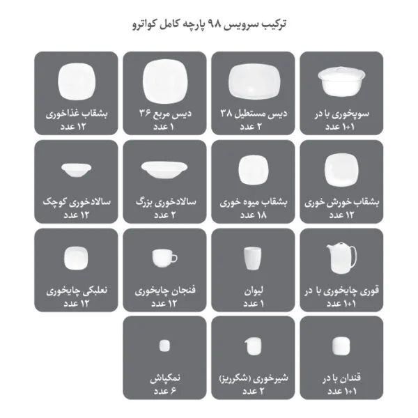 سرویس 98 پارچه 12 نفره طرح مونت کارلو طلایی - Image 7