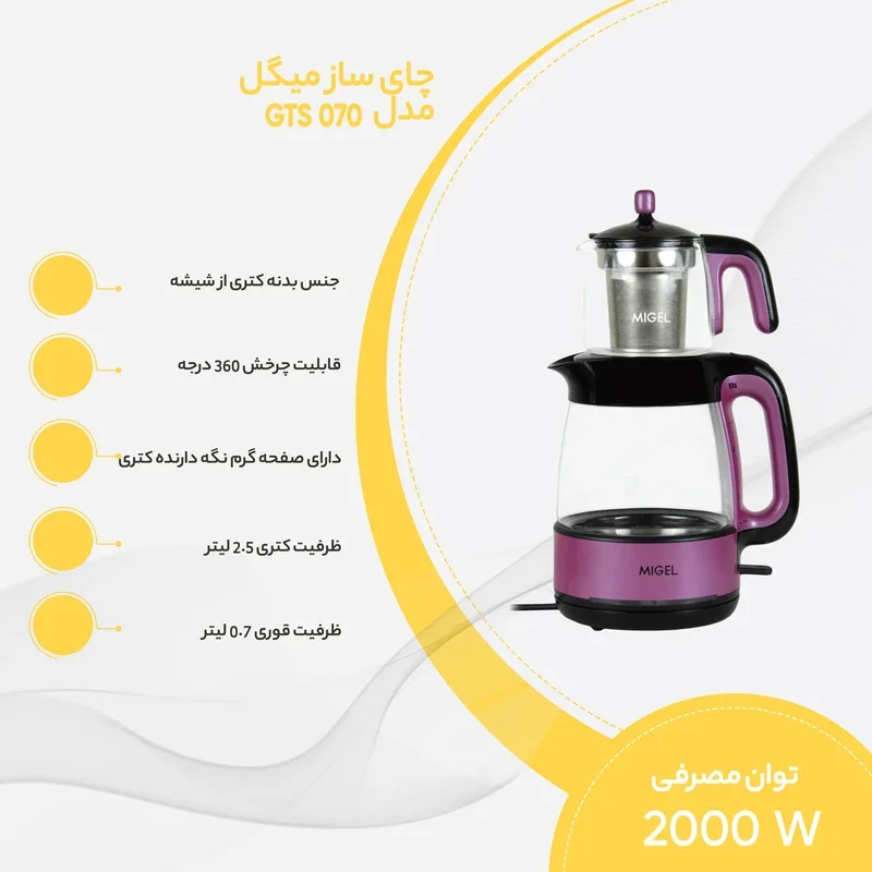چای ساز روی هم میگل مدل GTS 070 - Image 5