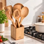 ست کفگیر و ملاقه 7 پارچه چوبی یونیک UN-1106 - تصویر 5